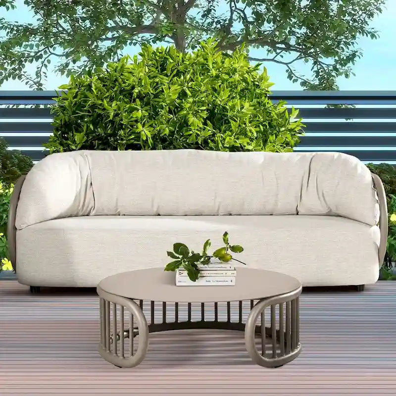 Table basse ronde de patio en aluminium Harper 34,5