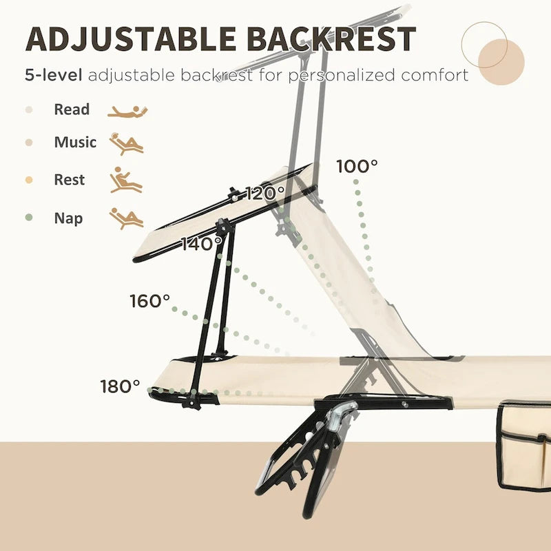 Chaises longues pliantes pour piscine, chaises longues d'extérieur avec auvent