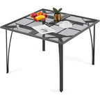 Table de jardin carrée AECOJOY pour 4 personnes avec trou pour parasol de 4 cm.
