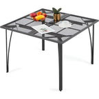 AECOJOY Outdoor Patio Square Dining Table for 4 with 1.6 Umbrella Hole