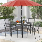 Table de jardin carrée AECOJOY pour 4 personnes avec trou pour parasol de 4 cm.