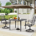 Table de jardin carrée AECOJOY pour 4 personnes avec trou pour parasol de 4 cm.