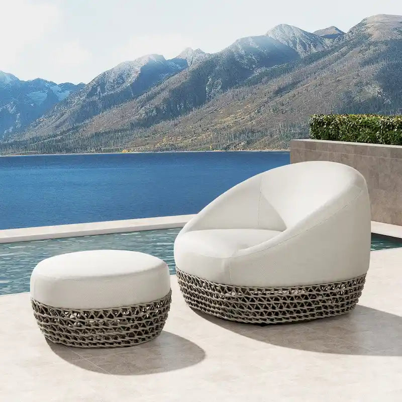 Fauteuil de jardin Willow 35,5 en tissu tressé avec repose-pieds