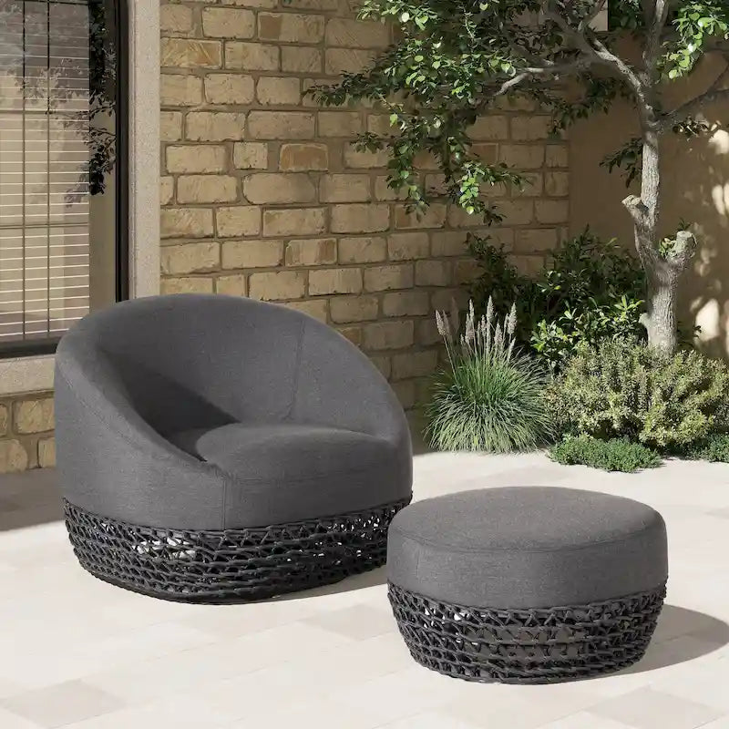Fauteuil de jardin Willow 35,5 en tissu tressé avec repose-pieds