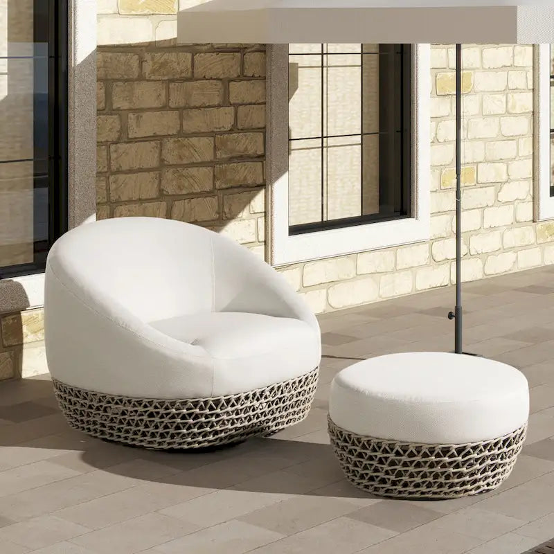 Fauteuil de jardin Willow 35,5 en tissu tressé avec repose-pieds