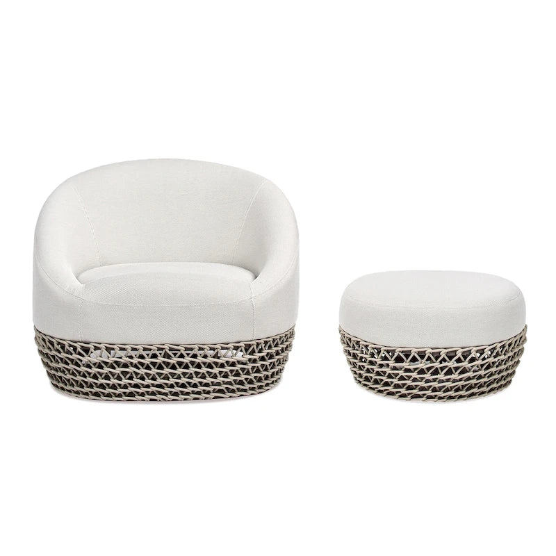 Fauteuil de jardin Willow 35,5 en tissu tressé avec repose-pieds