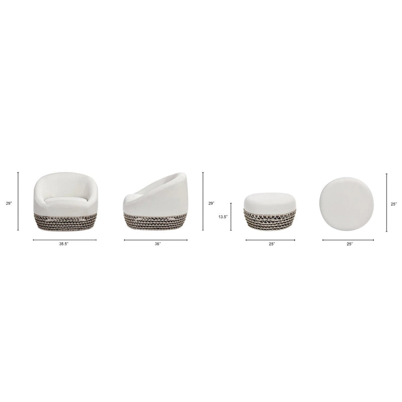 Fauteuil de jardin Willow 35,5 en tissu tressé avec repose-pieds