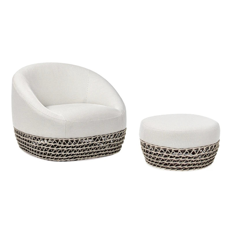 Fauteuil de jardin Willow 35,5 en tissu tressé avec repose-pieds