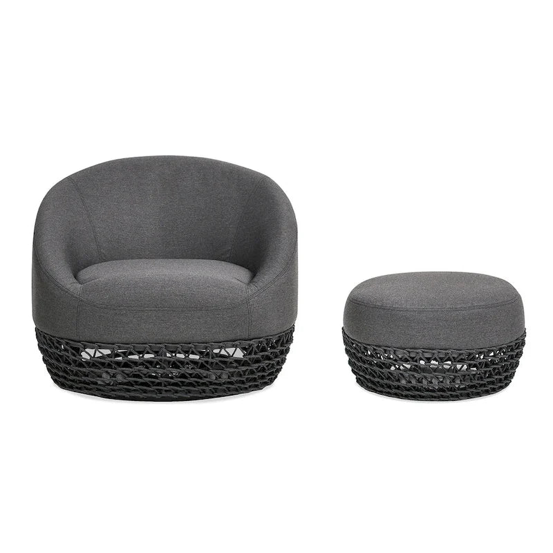 Fauteuil de jardin Willow 35,5 en tissu tressé avec repose-pieds