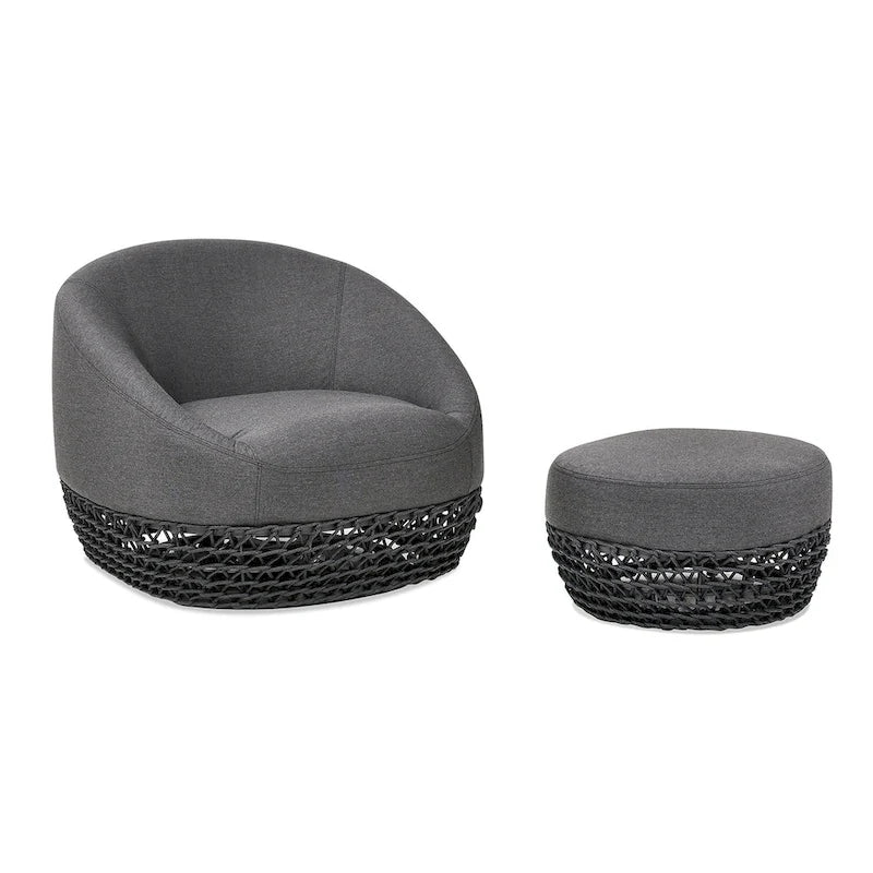 Fauteuil de jardin Willow 35,5 en tissu tressé avec repose-pieds
