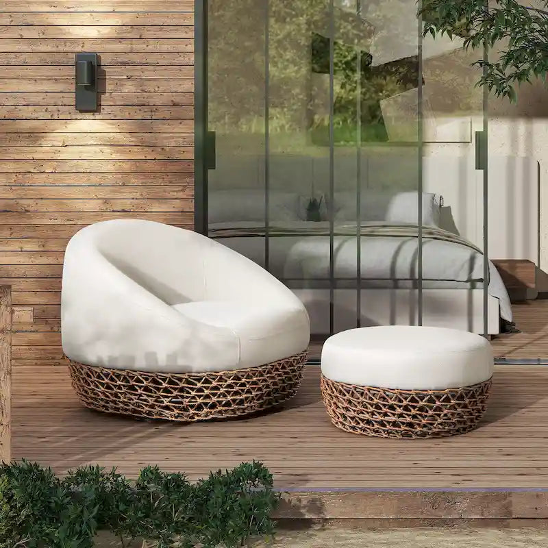 Fauteuil de jardin Willow 35,5 en tissu tressé avec repose-pieds