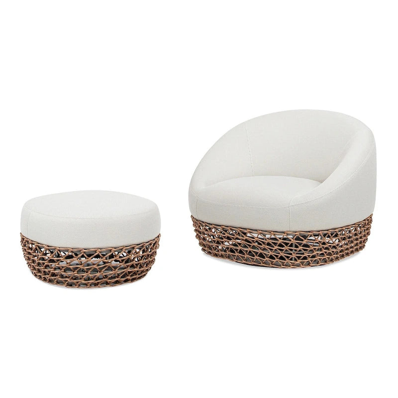Fauteuil de jardin Willow 35,5 en tissu tressé avec repose-pieds