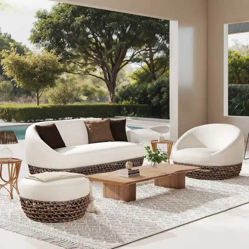 Fauteuil de jardin Willow 35,5 en tissu tressé avec repose-pieds