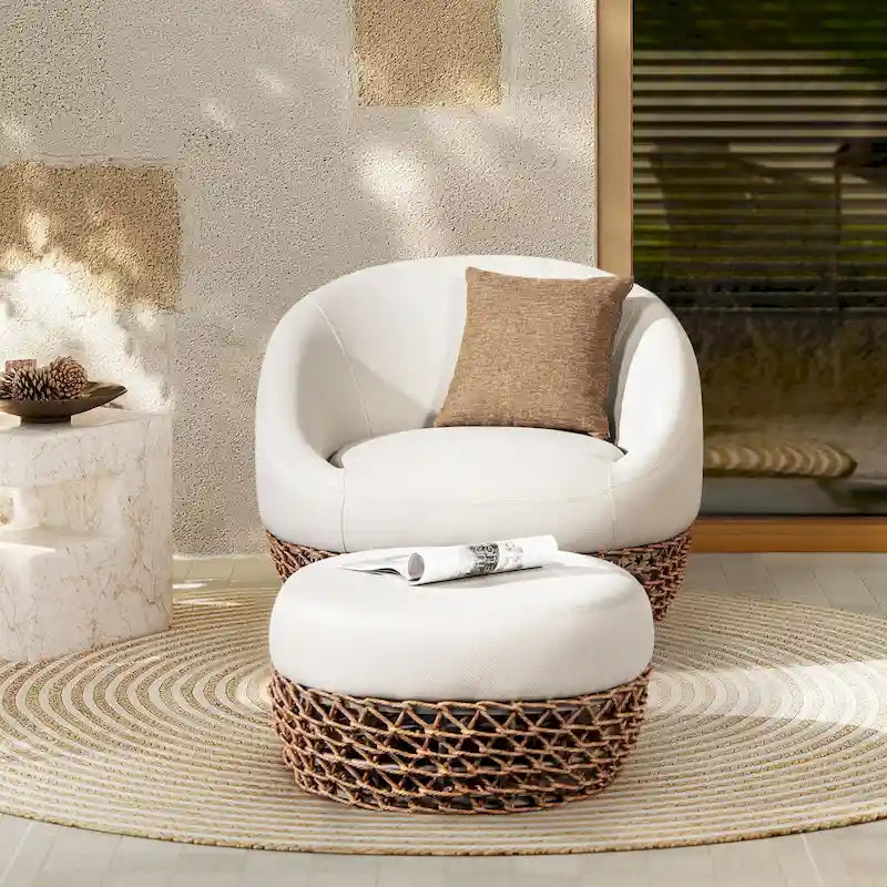 Fauteuil de jardin Willow 35,5 en tissu tressé avec repose-pieds