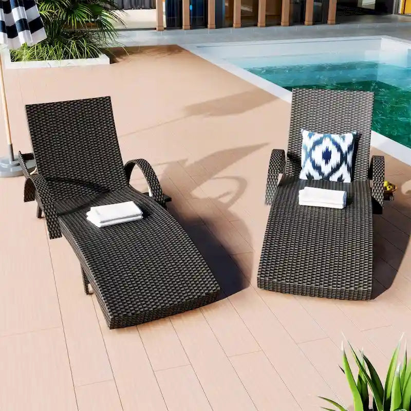 80 Chaises longues d'extérieur en osier, lot de 2