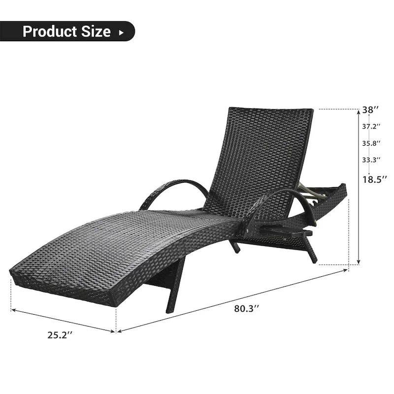 80 Chaises longues d'extérieur en osier, lot de 2