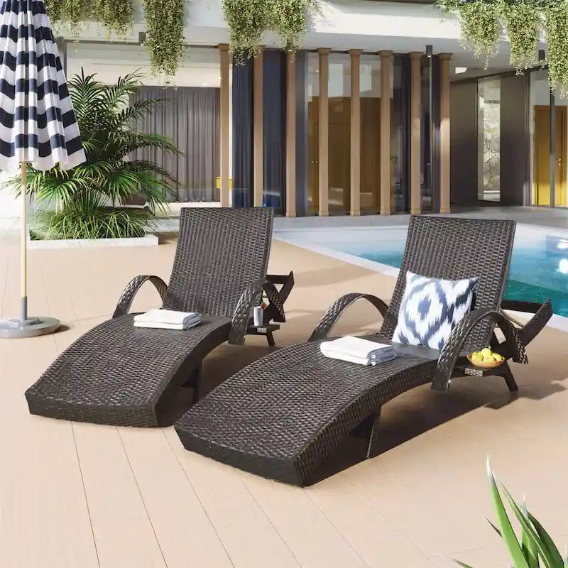 80 Chaises longues d'extérieur en osier, lot de 2