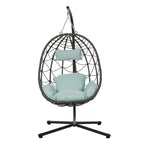 Egg Chair with Stand Indoor Outdoor Swing Chair Patio Wicker Hanging Egg Chair Hanging Basket Chair with Stand