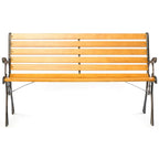 Banc de jardin en bois pour terrasse ou parc, avec pieds et accoudoirs en acier