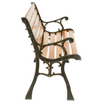 Banc de jardin en bois pour terrasse ou parc, avec pieds et accoudoirs en acier