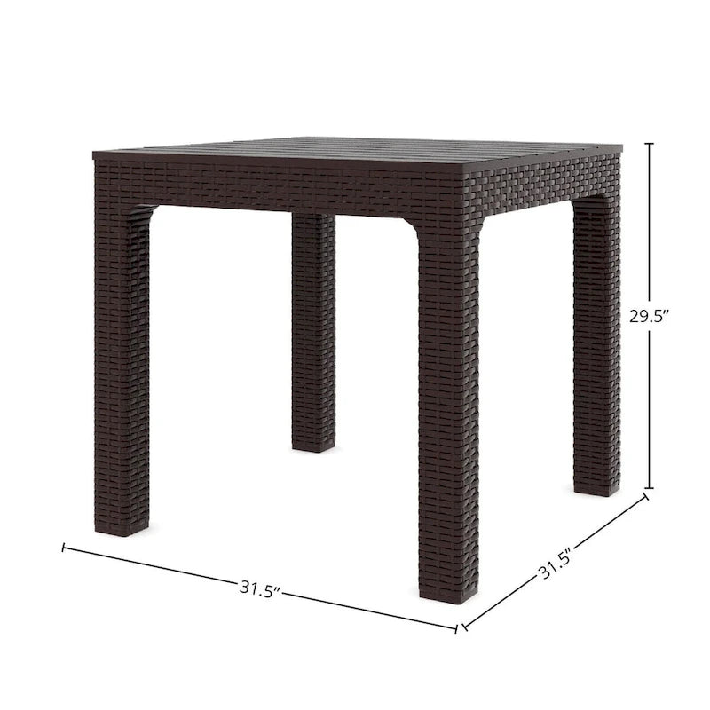 Table de patio d'extérieur Solara, couleur wengé marron