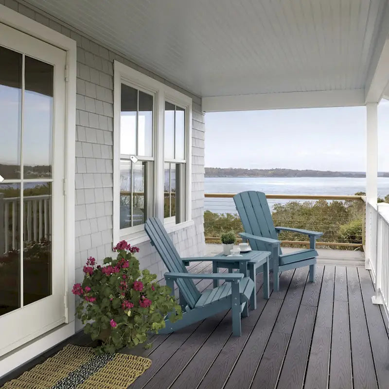Chaises Adirondack d'extérieur en plastique résistant aux intempéries, bleues - 2,74 m x 3,66 m