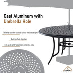 Ensemble de salle à manger d'extérieur 5 pièces en aluminium moulé avec table et chaises
