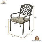 Ensemble de salle à manger d'extérieur 5 pièces en aluminium moulé avec table et chaises