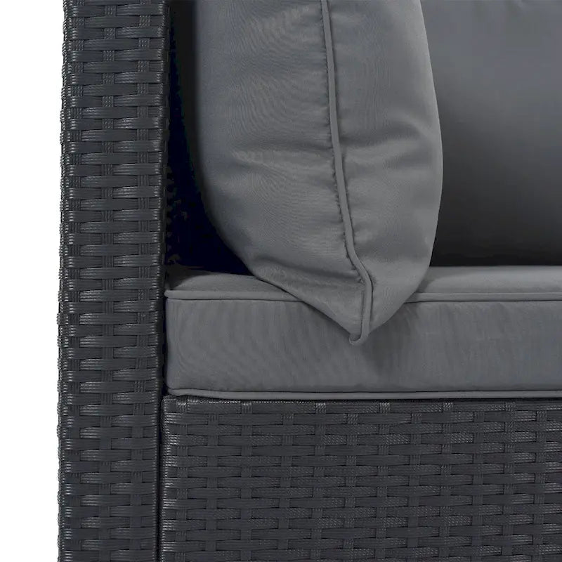 Canapé d'angle réversible en résine tressée 8 pièces pour terrasse avec coussins