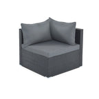 Canapé d'angle réversible en résine tressée 8 pièces pour terrasse avec coussins
