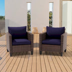 BONOSUKI 2Pcs Patio Single Sofa Set Brown Rattan Outdoor Furniture Set