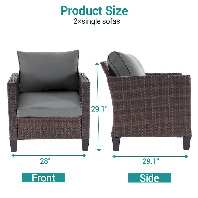 Ensemble de canapé d'extérieur BONOSUKI 2 pièces en rotin marron
