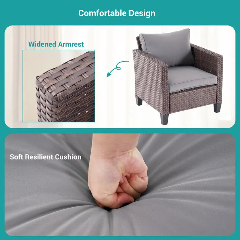 Ensemble de canapé d'extérieur BONOSUKI 2 pièces en rotin marron