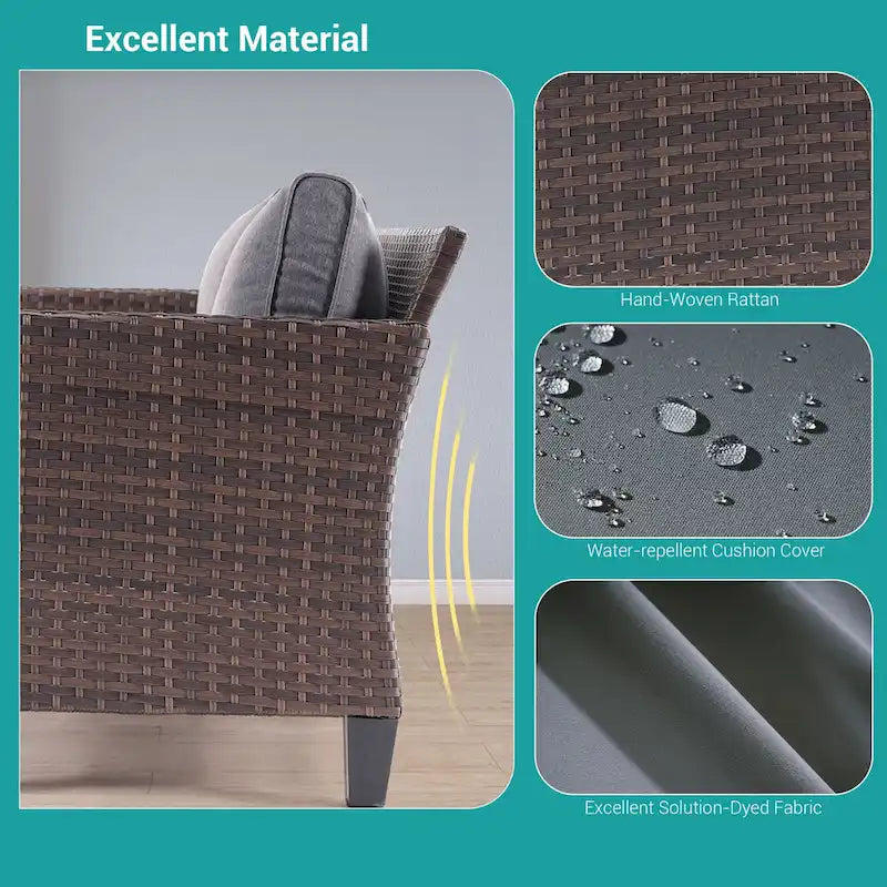 Ensemble de canapé d'extérieur BONOSUKI 2 pièces en rotin marron