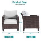Ensemble de canapé d'extérieur BONOSUKI 2 pièces en rotin marron