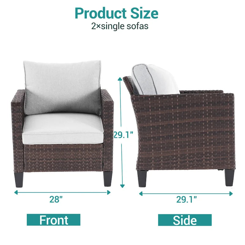 Ensemble de canapé d'extérieur BONOSUKI 2 pièces en rotin marron