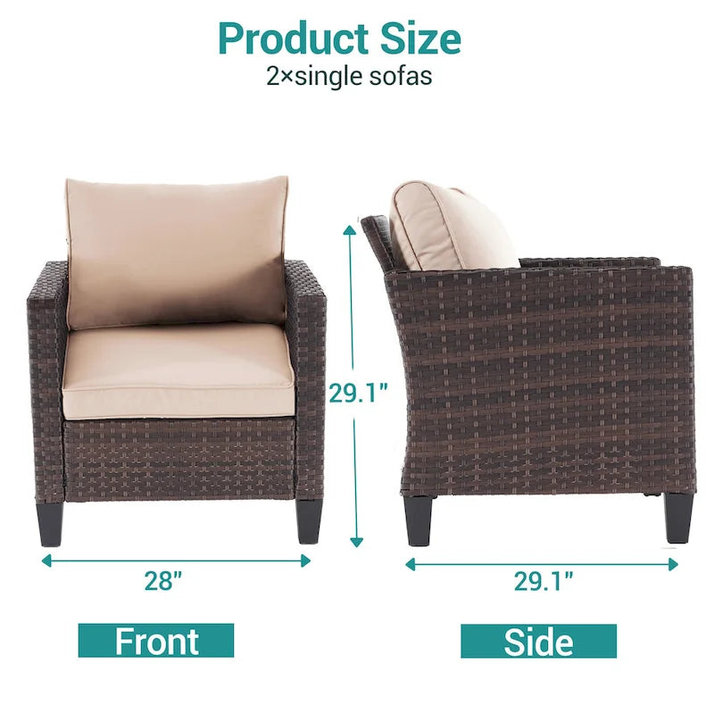 Ensemble de canapé d'extérieur BONOSUKI 2 pièces en rotin marron