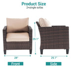 Ensemble de canapé d'extérieur BONOSUKI 2 pièces en rotin marron
