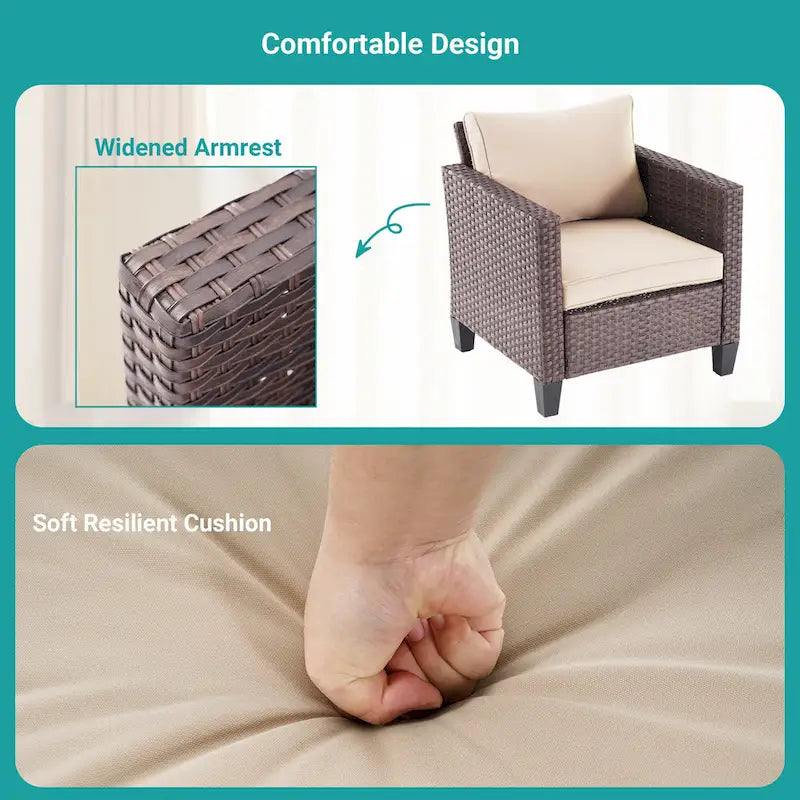 Ensemble de canapé d'extérieur BONOSUKI 2 pièces en rotin marron