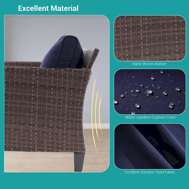 Ensemble de canapé d'extérieur BONOSUKI 2 pièces en rotin marron