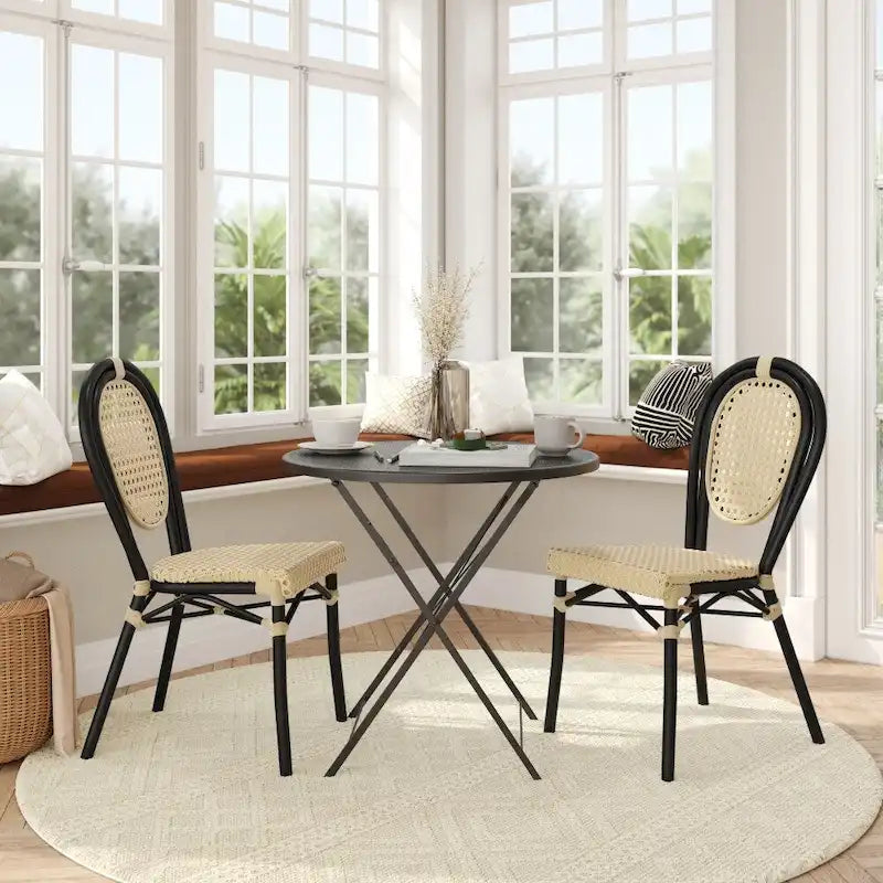 Lot de 2 chaises Paris commerciales tout temps avec structure métallique - Non applicable