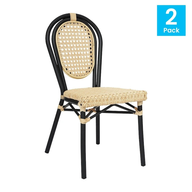 Lot de 2 chaises Paris commerciales tout temps avec structure métallique - Non applicable