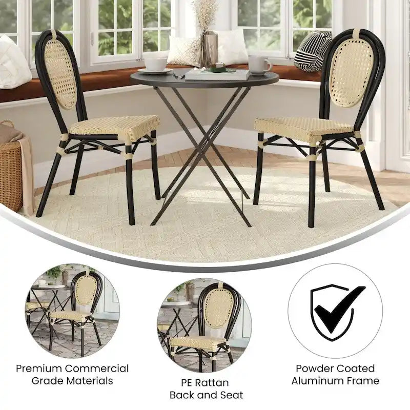 Lot de 2 chaises Paris commerciales tout temps avec structure métallique - Non applicable