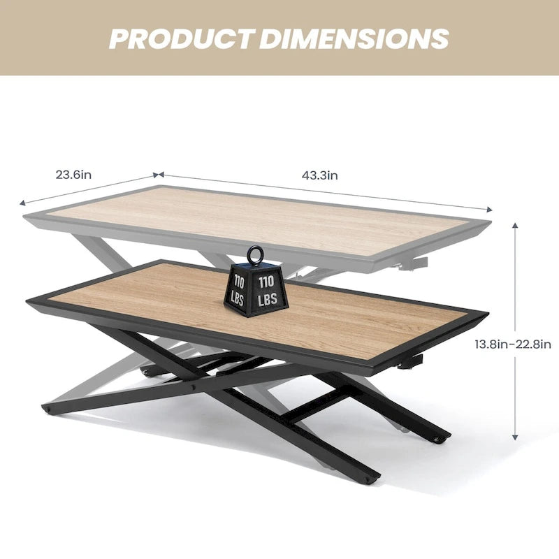 Table basse/thé d'extérieur en aluminium à hauteur réglable