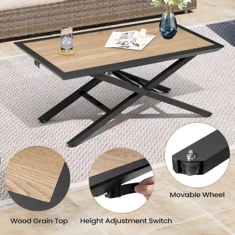 Table basse/thé d'extérieur en aluminium à hauteur réglable