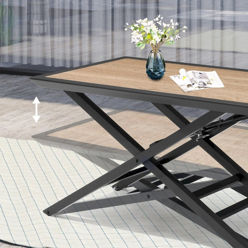 Table basse/thé d'extérieur en aluminium à hauteur réglable