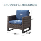 Chaises de patio profondes avec coussins d'assise - Marron