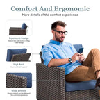 Chaises de patio profondes avec coussins d'assise - Marron