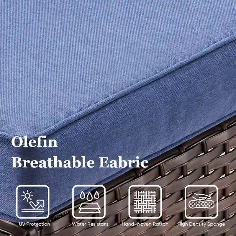 Chaises de patio profondes avec coussins d'assise - Marron