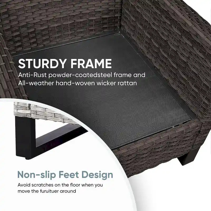 Chaises de patio profondes avec coussins d'assise - Marron